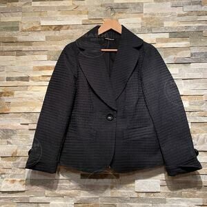 Charles Chang-Lima Women’s 6 Black Navy Blazer | Textured Cotton Wool, USA